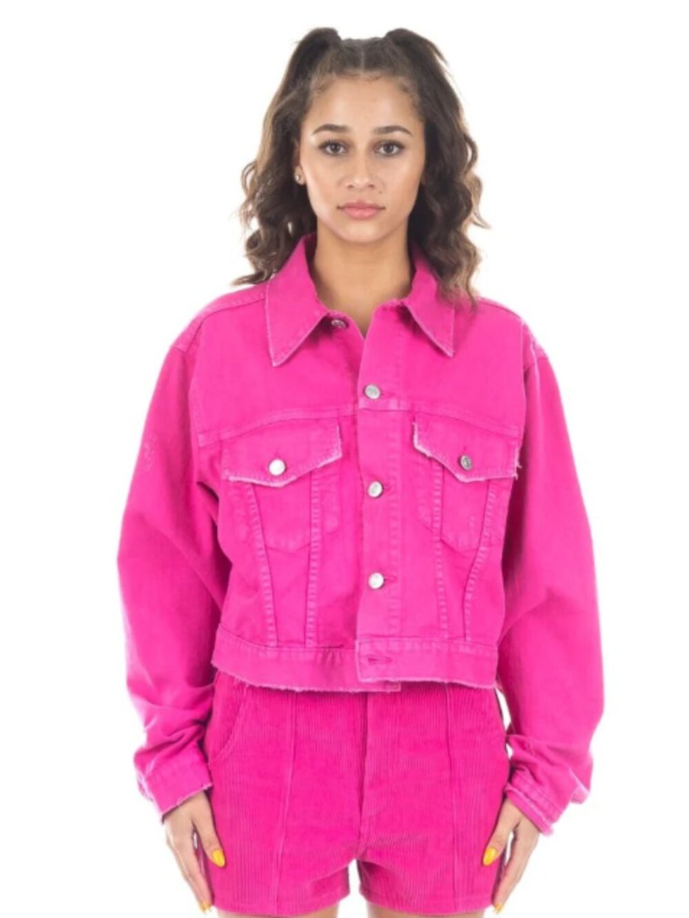 Like New! ADAPTATION Distressed Cropped Jean Jacket Pink XS